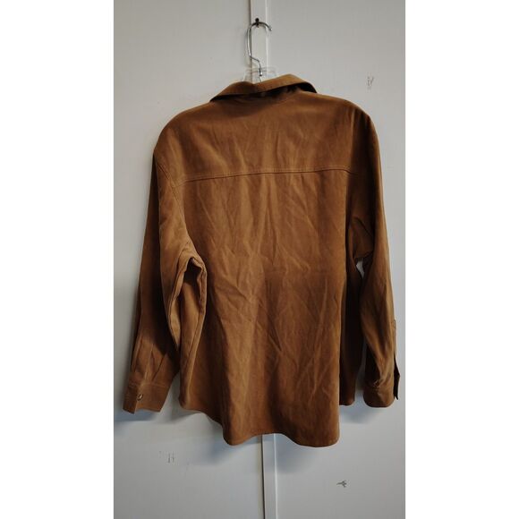 Talbots Women's Small Faux Suede Button Up Tan Shirt Blouse - Picture 2 of 6